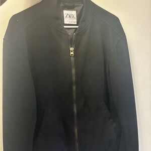 Zara Men's Classic Black Bomber Jacket